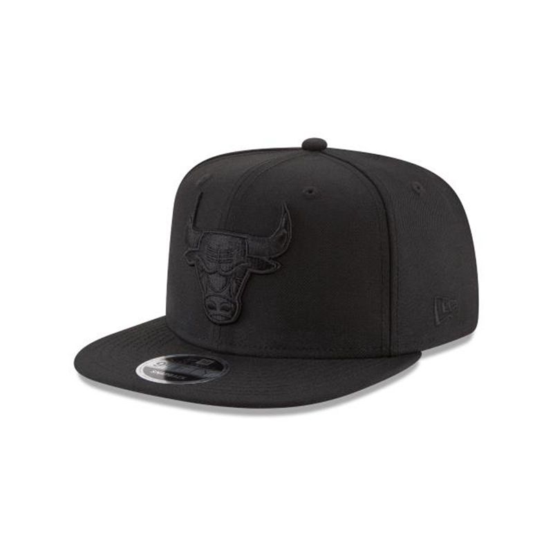 NBA Chicago Bulls Black On Black High Crown 9Fifty Snapback (XEW9015) - Black New Era Caps